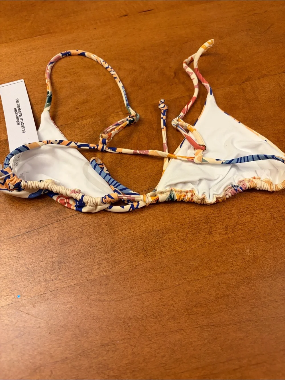 Princess Polly Floral Cream and Blue Triangle Bikini Top